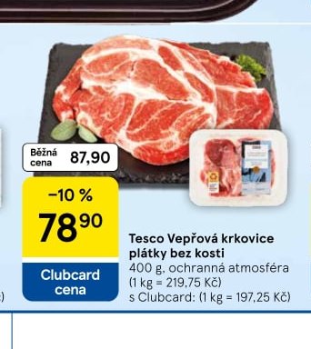 Tesco Vepřová krkovice plátky bez kosti