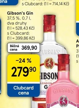 Gibson's Gin 37,5 %, 0,7 l, dva druhy