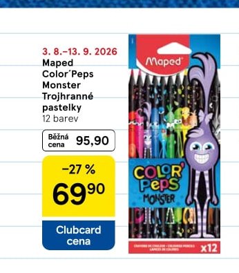 Maped Color'Peps Monster Trojhranné pastelky 12 barev