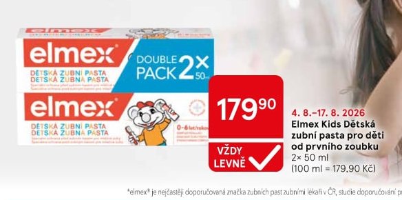 Elmex Kids Dětská zubní pasta od prvního zoubku 2x 50 ml