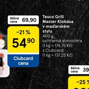Tesco Grill Master Klobása v maďarském stylu