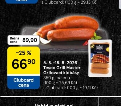Tesco Grill Master Grilovací klobásy