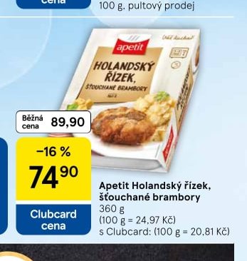 Apetit Holandský řízek, šťouchané brambory