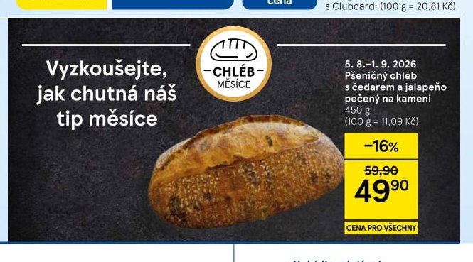 Pšeničný chléb s čedarem a jalapeňo
