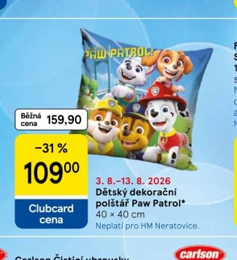Dětský dekorační polštář Paw Patrol