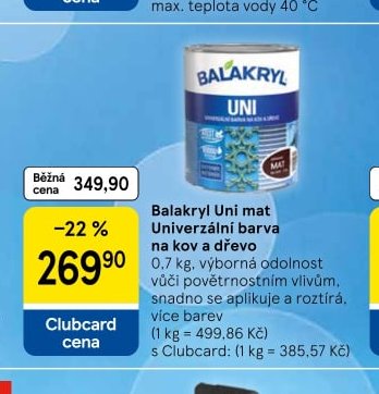 Balakryl Uni mat Univerzální barva na kov a dřevo