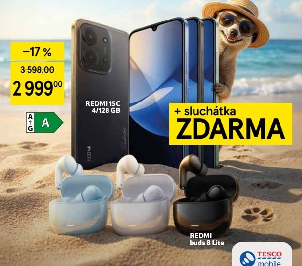 Redmi 15C 4/128 GB + sluchátka Redmi Buds 8 Lite ZDARMA