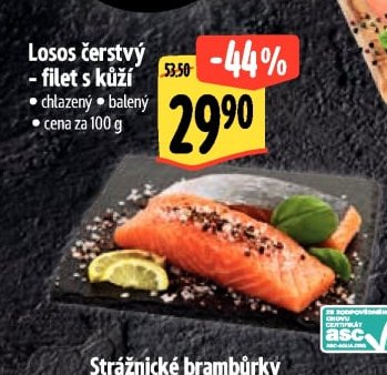 Losos čerstvý filet s kůží