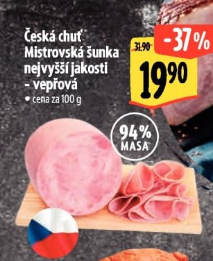 Česká chuť Mistrovská šunka nejvyšší jakosti