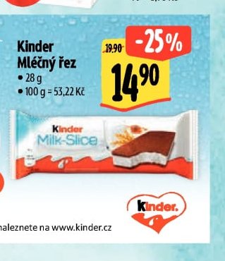 Kinder Mléčný řez