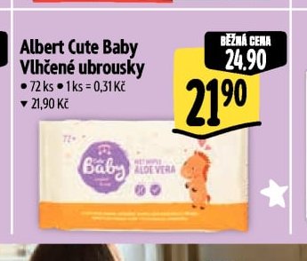 Albert Cute Baby Vlhčené ubrousky
