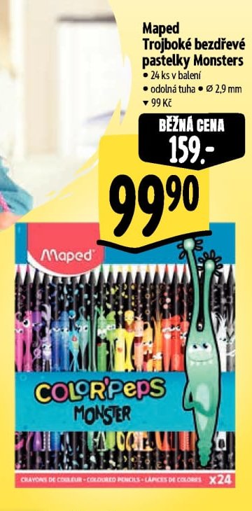 Maped Trojboké bezdřevé pastelky Monsters