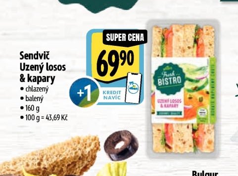 Sendvič Uzený losos & kapary