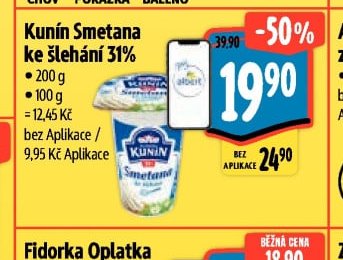 Kunín Smetana ke šlehání 31%