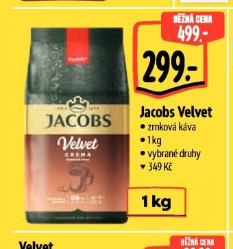 Jacobs Velvet zrnková káva 1 kg