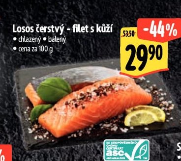 Losos čerstvý - filet s kůží