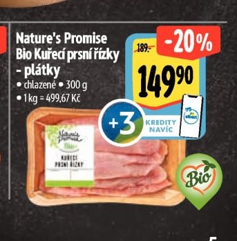 Nature's Promise Bio Kuřecí prsní řízky - plátky