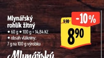 Mlynářský rohlík žitný