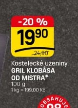 Kostelecké uzeniny GRIL KLOBÁSA OD MISTRA