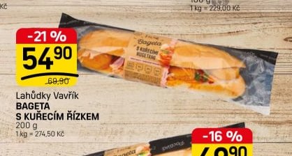 Lahůdky Vavřík BAGETA S KUŘECÍM ŘÍZKEM