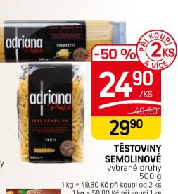 TĚSTOVINY SEMOLINOVÉ