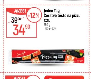 Jeden Tag Čerstvé těsto na pizzu XXL 550 g