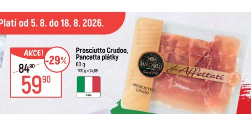 Prosciutto Crudo, Pancetta plátky