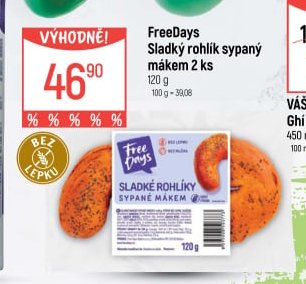 FreeDays sladký rohlík sypaný mákem