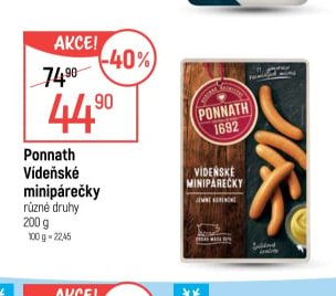 Ponnath Vídeňské minipárečky různé druhy 200 g