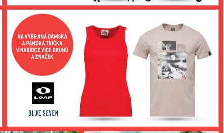 Na vybraná dámská a pánská trička v nabídce více druhů a značek BLUE SEVEN