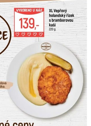 XL Vepřový holandský řízek s bramborovou kaší