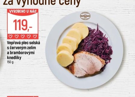 Vepřová plec selská s červeným zelím a bramborovými knedlíky