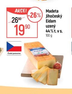 Madeta Jihočeský Eidam uzený 44 % t. v s.