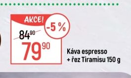 Káva espresso + řez Tiramisu 150 g