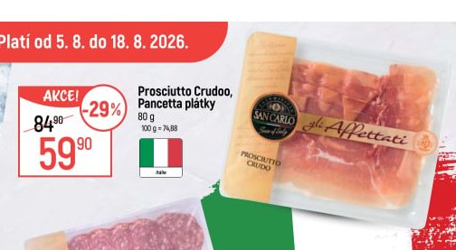 Prosciutto Crudo, Pancetta plátky