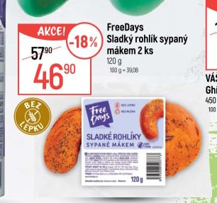 FreeDays sladký rohlík sypaný mákem