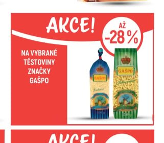 Na vybrané těstoviny značky Gašpo