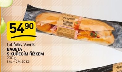 Lahůdky Vavřík BAGETA S KUŘECÍM ŘÍZKEM