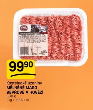 Kostelecké uzeniny MĚLNĚNÉ MASO VEPŘOVÉ A HOVĚZÍ