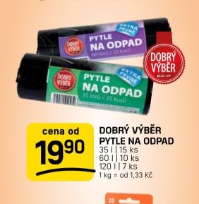 DOBRÝ VÝBĚR PYTLE NA ODPAD