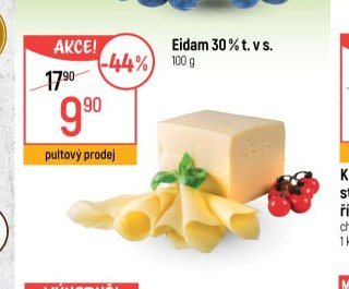 Eidam 30% t. v s. 100 g