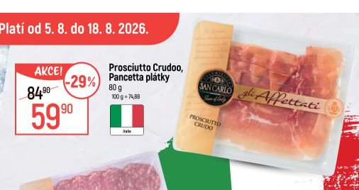 Prosciutto Crudoo, Pancetta plátky