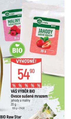 VÁŠ VÝBĚR Ovoce sušené mrazem jahody a maliny 20 g