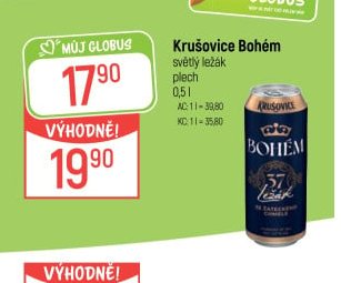 Krušovice Bohém světlý ležák plech 0,5l