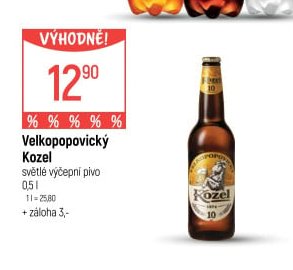 Velkopopovický Kozel světlé výčepní pivo 0,5l