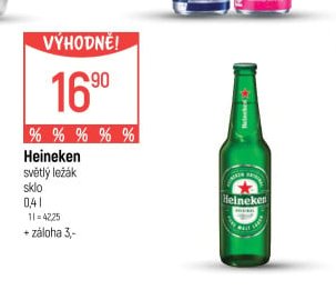 Heineken světlý ležák sklo 0,4l