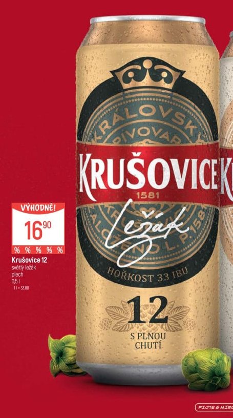 Krušovice 12 světlý ležák plech 0,5l