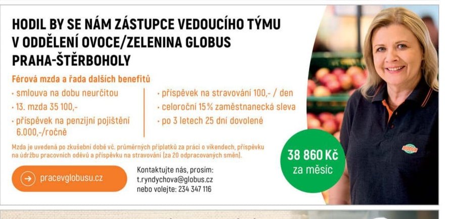 ZÁSTUPCE VEDOUCÍHO TÝMU V ODDĚLENÍ OVOCE/ZELENINA GLOBUS PRAHA-ŠTĚRBOHOLY