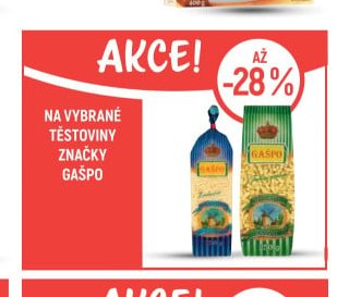 Na vybrané těstoviny značky Gašpo