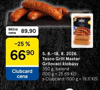 Tesco Grill Master Grilovací klobásy